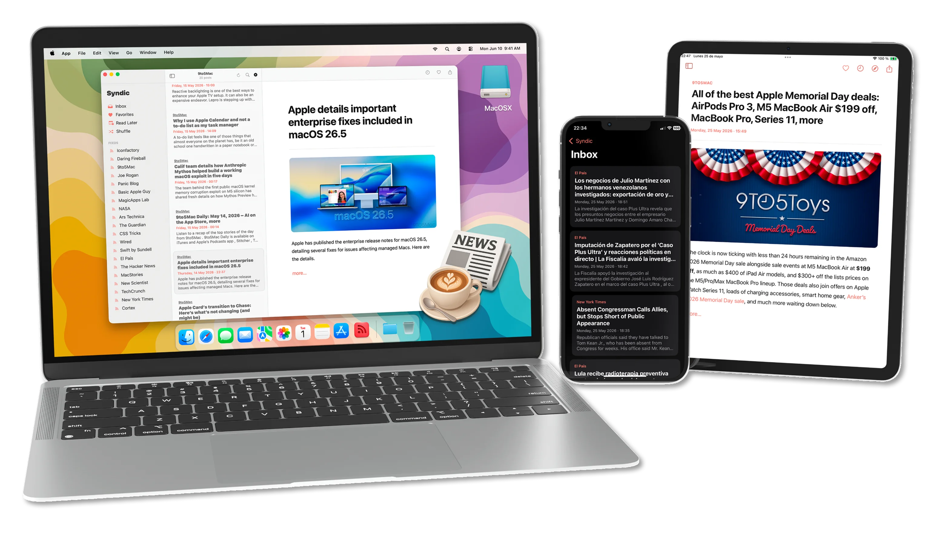 Syndic on Mac, iPhone and iPad